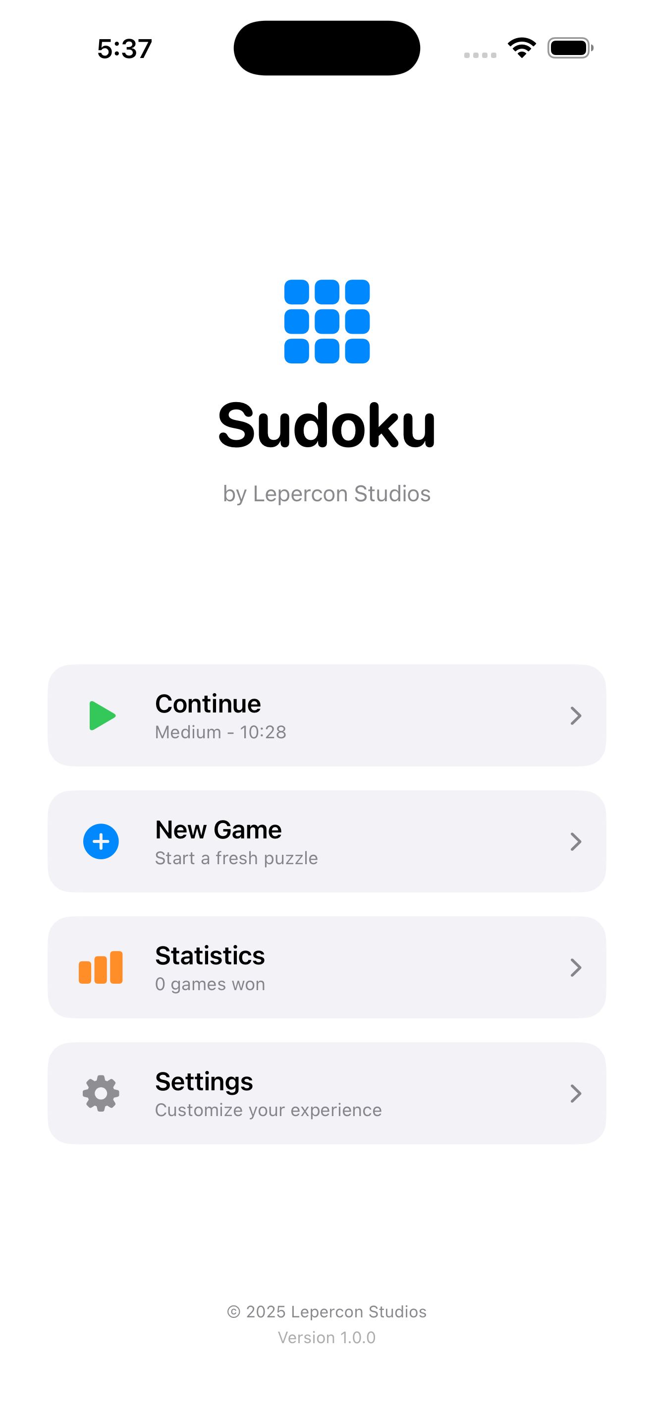 Sudoku screenshot 2